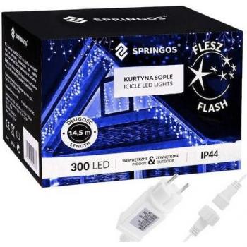 Luce di Festa 300 LED Blu con Flash Bianco Freddo e Ghirlanda a Gocce