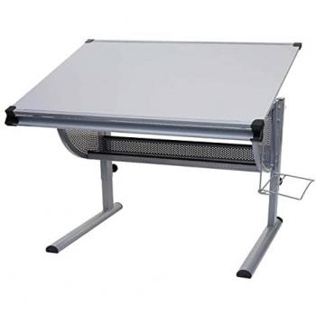 Bureau d'écolier Oxford, réglable en hauteur, inclinable - gris