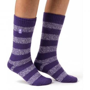 Women's Heat Holders 2.3 TOG Patterned Thermal Socks - Mulberry Purple / White