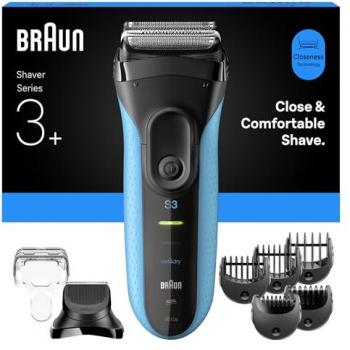 Rasoio Barba Braun Series 3+ 3010BT Blu‑Nero Ricaricabile