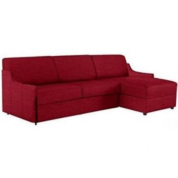 Canapé d’angle Luna Express 120×197×16 cm Accoudoirs Ultra Fins Tweed Rouge Tissu Inside75