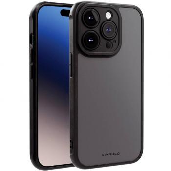Vivanco Frosted iPhone 15 Pro Black Frosted Case – Semi Transparent