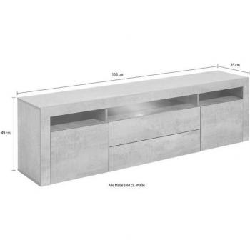 Borchardt MÖBEL Lowboard Santa Fe grau Betonoptik – 166 × 49 × 35 cm
