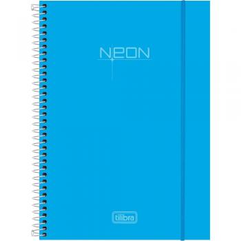 Caderno Espiral Neon Azul 10 Matérias 200 Folhas
