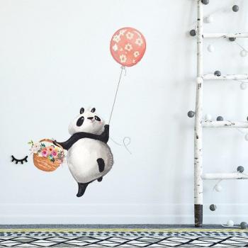 Cute Panda Flower Basket Wall Decals