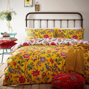 Furn. Pomelo Yellow Reversible Duvet Cover and Pillowcase Set Yellow