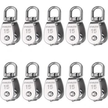 10 Pcs Swivel Hook Pulley Block for Lifting (M15)