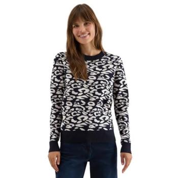 Damen Strickpullover mit Rundhals in Dunkelblau
