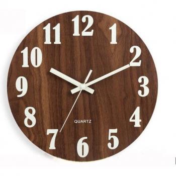 Silent Wooden Wall Clock with Glow-in-the-Dark Features