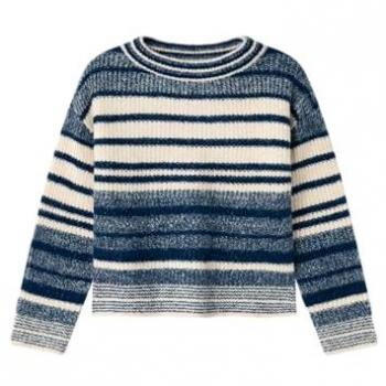 Maglione blu a righe per donna