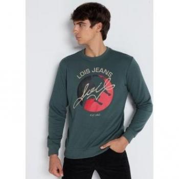 Sudadera Lois Jeans Cuello Caja Verde