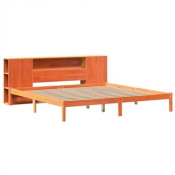 VIDAXL Letto Libreria senza Materasso Marrone Cera 200x200 cm in Pino