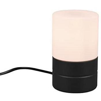 Meinewunschleuchte - led Tischleuchte Glasschirm Weiß Sockel Schwarz - Touch dimmbar, Höhe 15cm