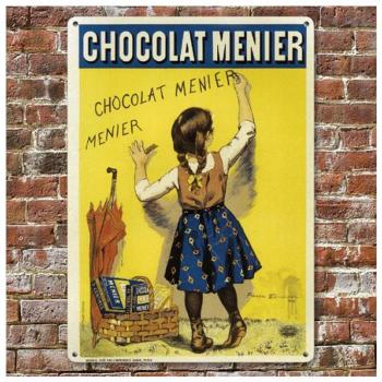 Plaque Mémorielle Lily – Métal Jaune et Bleu “Chocolat Menier”