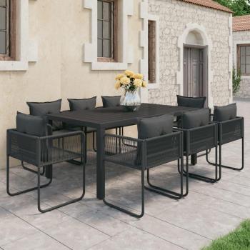 Set da Pranzo da Giardino 9 pz in Rattan PVC Nero