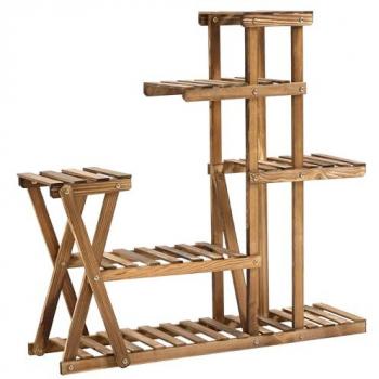 Estantería multi‑nivel para macetas con pies de madera Outsunny