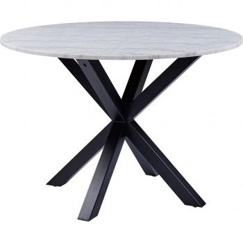 Heaven Round Dining Table with White Polished Marble Top 110 cm