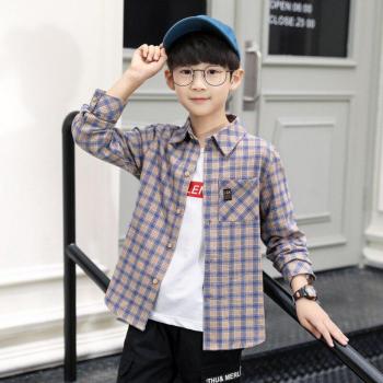 Camisa infantil de algodón a cuadros con letras, disponible en tallas de 4 a 12 años, primavera/otoño