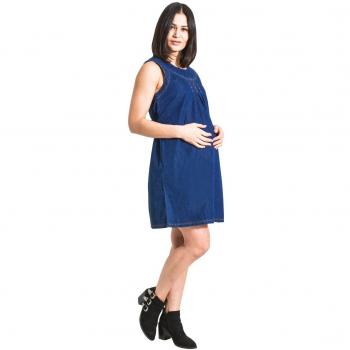 Tina‑Fit Sleeveless Maternity Jumpsuit (Denim)