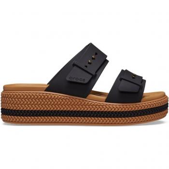 Crocs Women's Brooklyn Buckle Low Wedge Sandals - Black - Size: 8