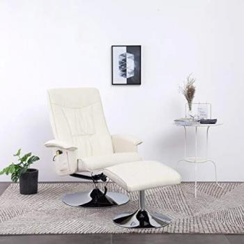 Fauteuil de massage avec repose-pieds en tissu Noir