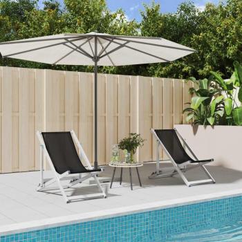 VidaXL Folding Beach Chairs 2 pcs Black Aluminium and Textilene