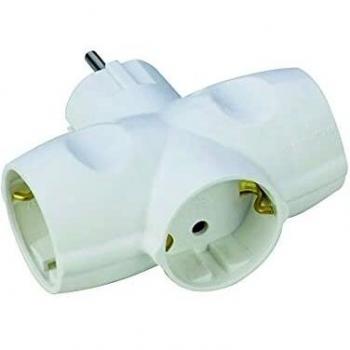 Adaptador triple Schuko blanco 16A 250V