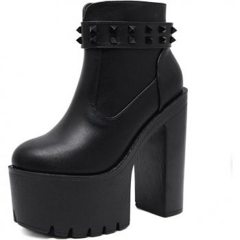 Gothic Chunky Heel Ankle Boots for Women