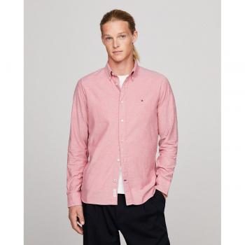 Camicia Tommy Hilfiger 1985 Flex Oxford Rossa Maniche Lunghe
