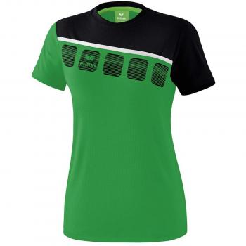 Erima 5-c Short Sleeve T-shirt Emerald / Black / White 34 female