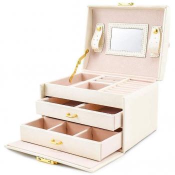 JEYL Jewelry and Cosmetics Box with 2 Drawers and 3 Layers