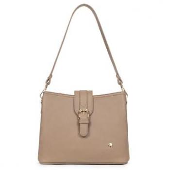 Sac porté épaule 1 anse LUNA Biscuit beige en cuir Hope