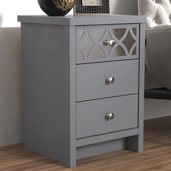 GFW Arianna 3 Drawer Grey Wooden Bedside Table
