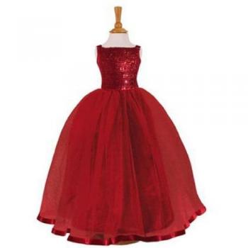 Crimson Sparkle Evening Dress