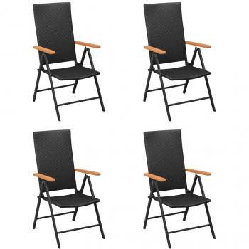 Chaises de Jardin en Résine Tressée Noir - Ensemble de 4