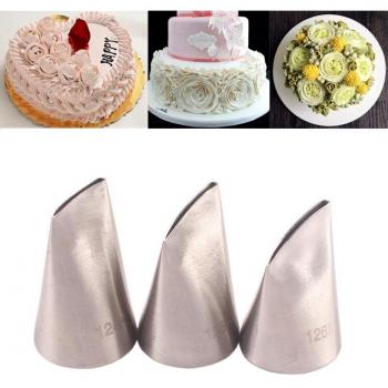 3pcs Stainless Steel Rose Petal Cake Decorating Piping Nozzles Set