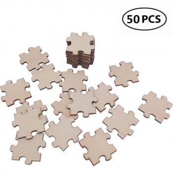 Rompecabezas de madera sin pintar de 50 Uds. de 30 mm