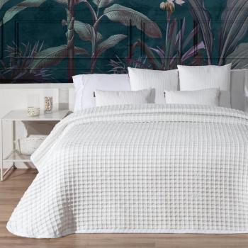 Colcha cubrecama jacquard reversible blanco de efecto gofrado, tamaño 135/1