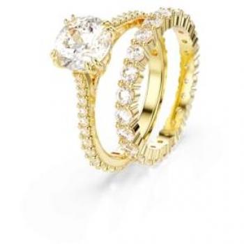 Anillo Stilla bañado en oro con cristal pavé y circonitas