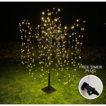 MonsterShop Weeping Willow Tree (Black, 180cm, 400 Warm White LED Lights)