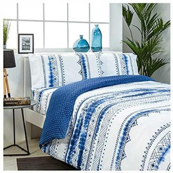 Cotton artean - funda nórdica reversible ifach microfibra azul 220x220 cama de 135