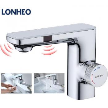 LONHEO Auto‑Waschbecken‑Armatur mit Infrarotsensor, Zwei‑Sensor-Trigger, Chrom Finish