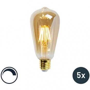 LUEDD - Pack de 5 Ampoules LED E27 à Intensité Variable ST64 Goldline 5W 360 lm 2200K