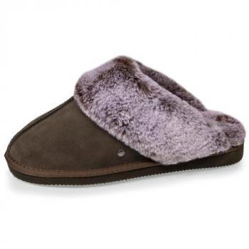 Mules Chaudes Isotoner Cuir & Faux Fourrure Vert 41