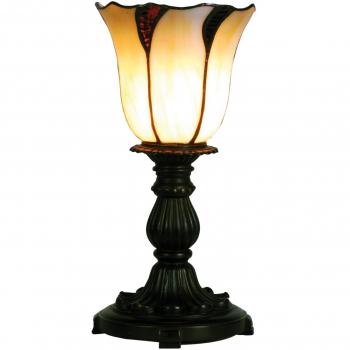 Tiffany Tafellamp 16x32cm Bruine Glazen Accentlamp