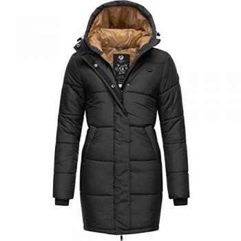 Ragwear Damen Steppmantel Relive Long Remake, schwarz, Größe L