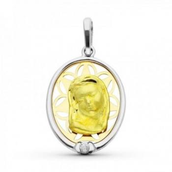 Medalla Virgen Niña Oro 18k Colgante Comunión