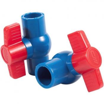 2pcs 20mm Full Port PVC Ball Valve with Non-Slip Handle (Blue & Red)