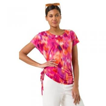 Roman Pink Abstract Tie-Back Top