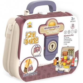 Girls' Cooking Simulation Backpack with Mini Foods - Hamburger Educational Toy